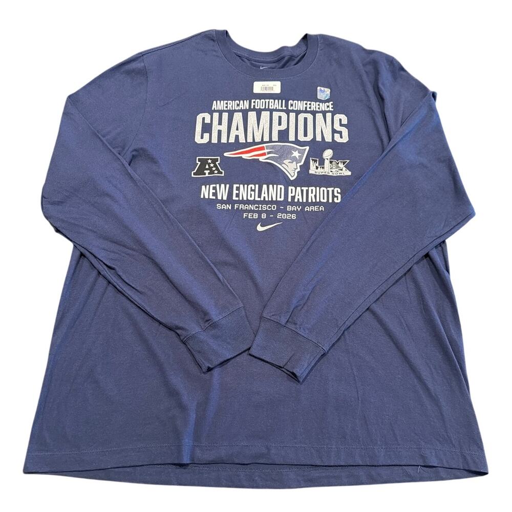 NWT Nike New England Patriots 2025 AFC Champions Long Sleeve T-Shirt, XXL